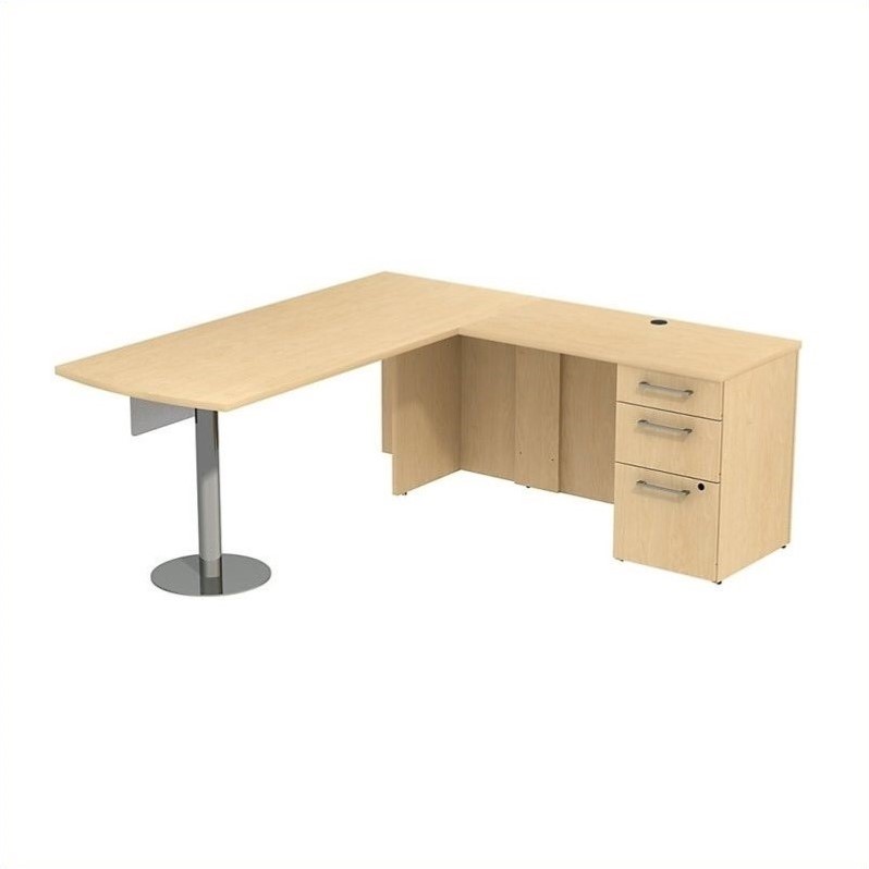 Scranton Co 72 3 Drawer L Shaped Desk In Natural Maple