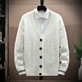 thumbnail image 2 of IROINNID Men's Long Sleeve V-Neck Mid-Length Cardigan Jacket Solid Color Leisure Button Closure Knit Cardigan Turndown Sweater Jacket, 2 of 5