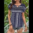 thumbnail image 4 of Blusas de Verano de Corta para Mujer, Blusas Elegantes e Informales para Mujer, Azul Marino, Talla M, 4 of 9