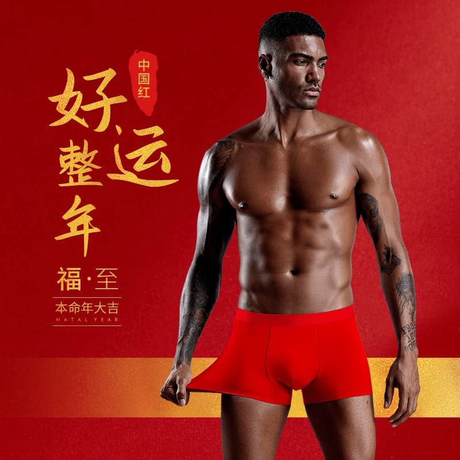 DanceeMangoo Men 2023 Chinese New Year Lucky Red Underwear, Soft Stretch  Boxer Briefs Bunny Rabbit Year Panties Spring Festival 