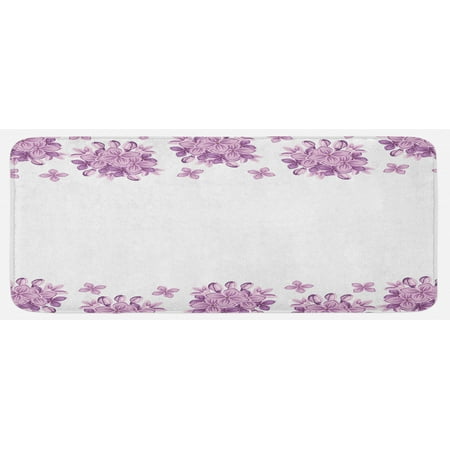 

Floral Kitchen Mat Graphic Lilac Flower Blossoms on White Background Spring Nature Illustration Plush Decorative Kitchen Mat with Non Slip Backing 47 X 19 Lilac and White by Ambesonne