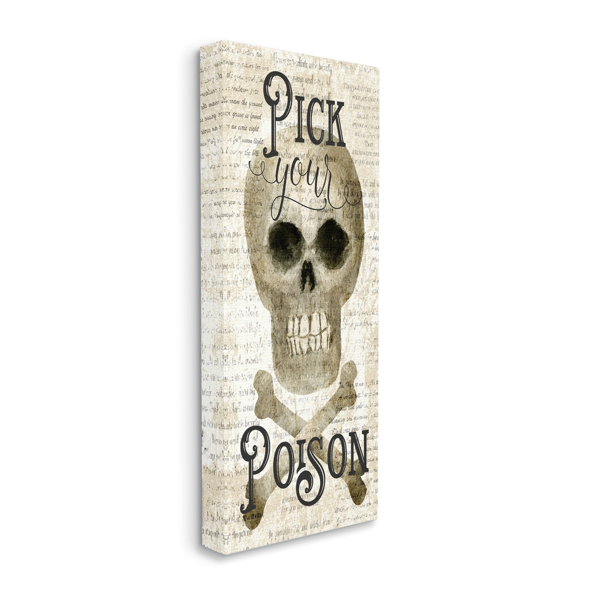 Stupell Industries Pick Your Poison Skull Holiday Painting Gallery Wrapped Canvas Art Print Wall Art, 17 x 40