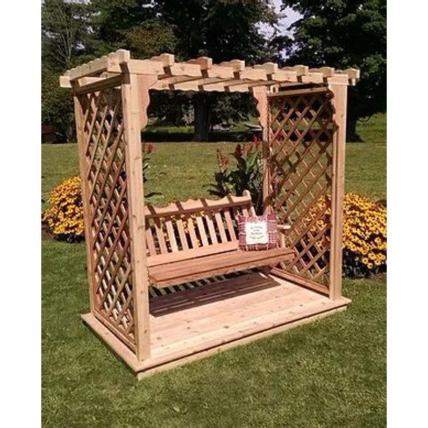 1631c Cedar 6 Ft Covington Handcrafted Patio Porch Outdoor Garden Cedar Arbor With Deck Swing Made In Usa Walmart Com Walmart Com