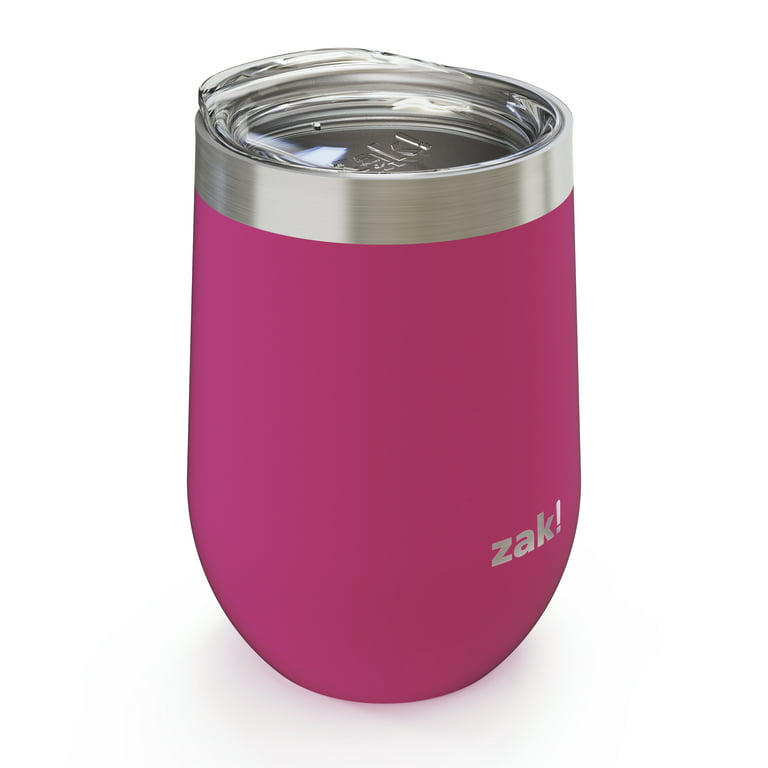 Zak Designs Palisades Stainless Steel Vacuum Insulated 11.5 oz Wine Tumbler  with Lid for Outdoors Indoors 