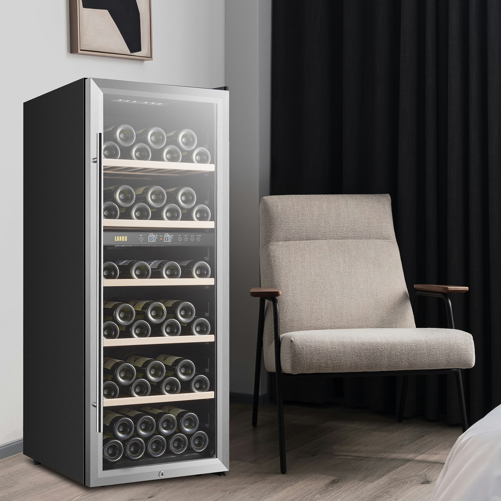 Lanbo 20 inch 64 Bottle Dual Zone Freestanding Wine Cooler