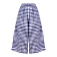 thumbnail image 2 of ZToonmas Women's Checkered High Waist Wide Leg Culottes Loose Casual Plaid Cropped Skirt Pants with Pockets, 2 of 9