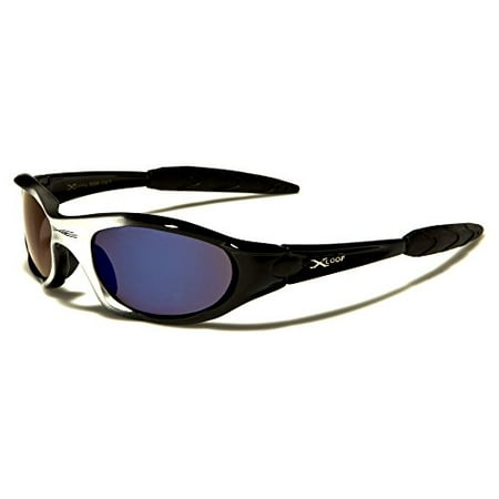 X-Loop Plastic Wrap Around Stylish Sports Sunglasses -Black/Silver/Blue