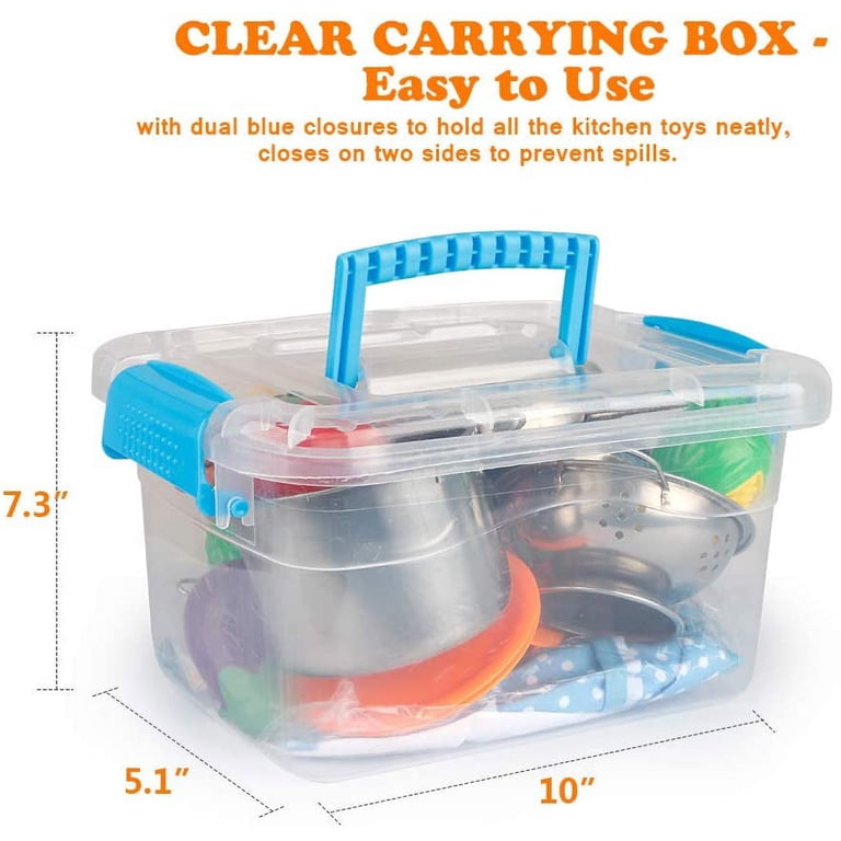 D-FantiX Play Kitchen Accessories, Kids Play Pots And Pans Playset With