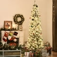 thumbnail image 2 of HOMCOM 7.5FT Prelit Snow Flocked Christmas Tree w/ Light, Xmas Decor Green, 2 of 10