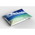 thumbnail image 2 of Ambesonne Ocean Pillow Sham 2 Pack, Island Sealife Wavy Sunny, 26"x20", Blue Cream Teal, 2 of 3