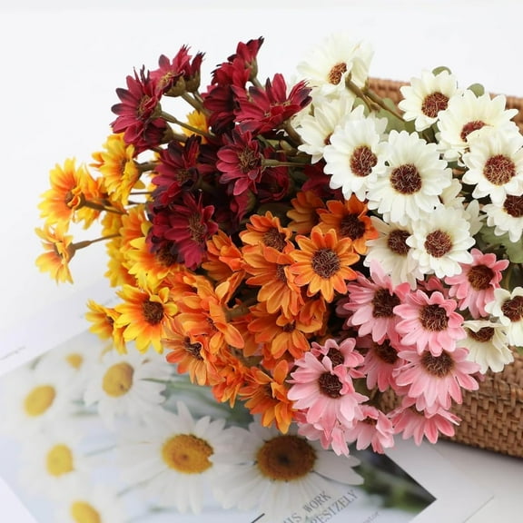 Funsdecor Artificial Mums, Artificial Outdoor Sunset Mums Flowers - UV Resistant, Waterproof, Windproof, Never Faded, No Watering, Pruning,Cleanup-Bright & Full Like Real Thing