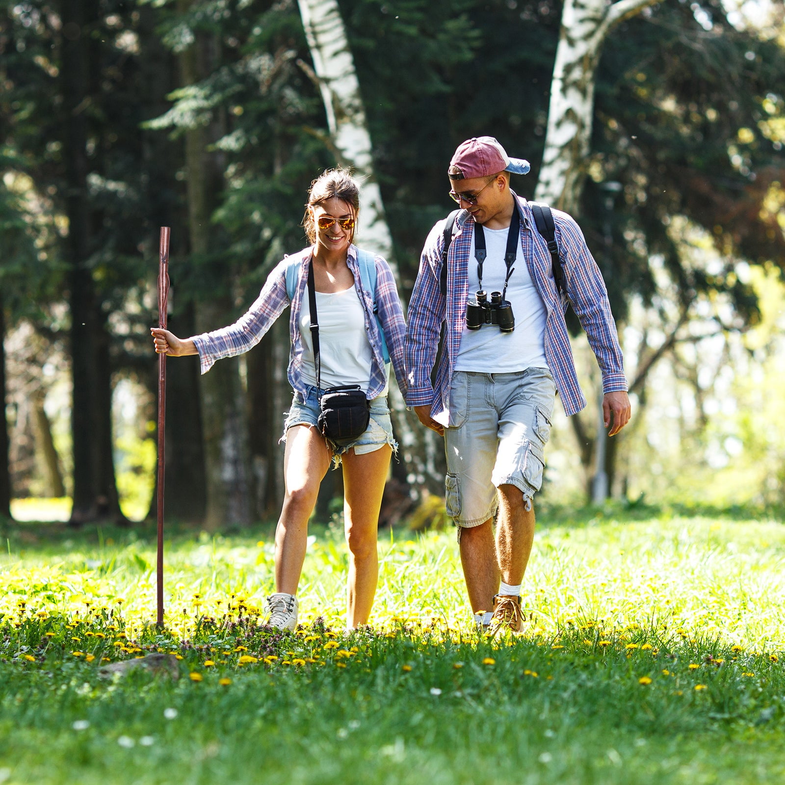 55 in Rustic Wood Walking Stick, Traditional Style Handle, for Men & Women, Trekking Pole, Hiking Pole, Walking Sticks