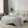 thumbnail image 3 of Cotton Reversible 3 Piece Quilt Set light Grey - Queen, 3 of 5