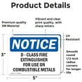 thumbnail image 2 of (2 Pack) D-Class Fire Extinguisher For Use On Combustible OSHA Notice Sign 5 Inch X 3.5 Inch Vinyl Label Decal Sticker Weather Resistant, UV Protected for Workplace, Business, and, 2 of 7