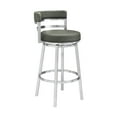 thumbnail image 4 of Madrid 30" Bar Height Swivel Gray Faux Leather and Brushed Stainless Steel Bar Stool, 4 of 11