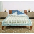 thumbnail image 5 of Dhaka International 100% Cotton Handmade Block Printed Bedspread | Lightweight Reversible Bed Cover for All Seasons - ( green - 108x108 " King / king ), 5 of 5