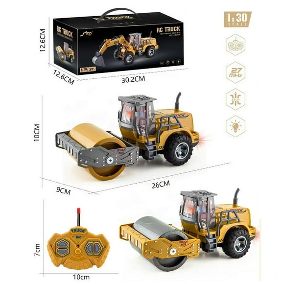 Kids' 4-Channel Remote Control Electric Road Roller Toy: Durable RC Construction Vehicle with Forward/Reverse/Left/Right Functions, Flashing Lights, Educational Play for 4-6 Years Old to Boost Motor