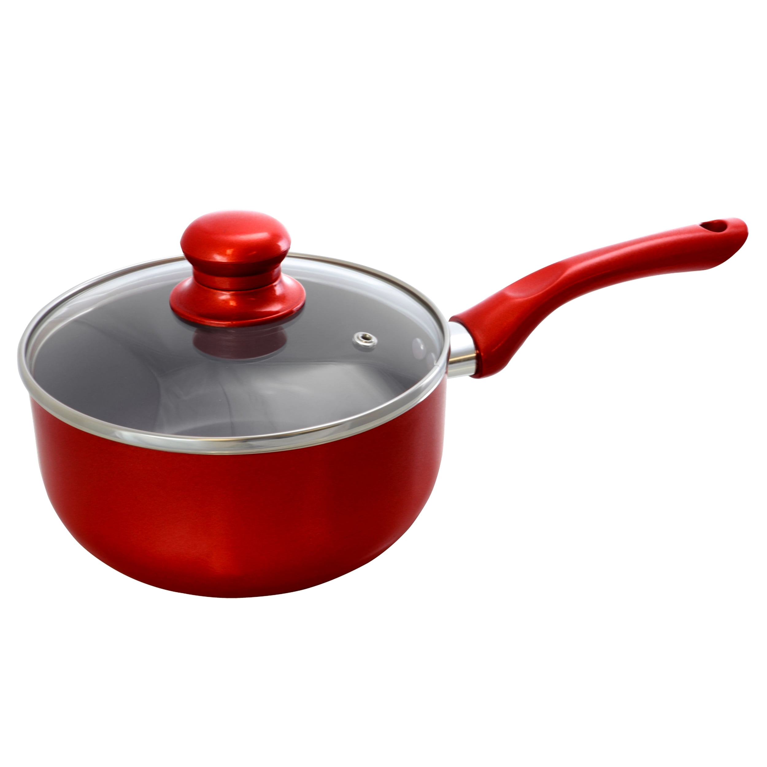Better Chef 1.5 Quart Ceramic Coated Saucepan in Red with Glass Lid ...
