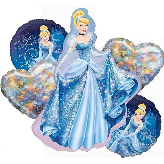 Cinderella Balloon Bouquet - Cinderella Balloons - 5 Count