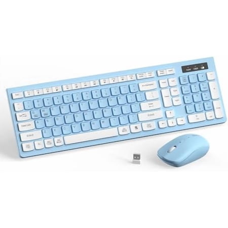 Wireless Keyboard and Mouse Combo Full-Sized Wireless Keyboard and Adjustable DPI Mouse 2.4GHz USB Receiver Keyboard and Mouse for PC Windows Desktop Laptop (Sky Blue-A) Wireless Keyboard and Mouse Combo Full-Sized Wireless Keyboard and Adjustable DPI Mouse 2.4GHz USB Receiver Keyboard and Mouse for PC Windows Desktop Laptop (Sky Blue-A)