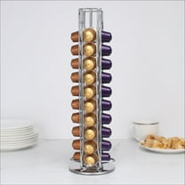 Rotating 40-Capsule Coffee Pod Holder - Chrome Plated Stainless Steel Storage Organizer for Single-Serve Coffee
