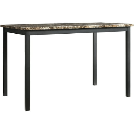 Faux Marble Top Metal Dining Table, Black