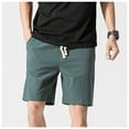 thumbnail image 2 of Mens Cotton Linen Shorts Casual Elastic Waist Drawstring Straight Leg Shorts Solid Comfy Lounge Shorts with Pockets, 2 of 7