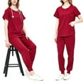 thumbnail image 2 of Hanen Scrubs for Women Set - Stretch V-Neck Scrub Top & Jogger Pant with 2 Pockets, 2 of 6
