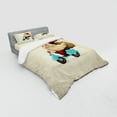 thumbnail image 3 of Ambesonne Christmas Bedding Set 3 Pcs, Santa on Motorcycle, Twin, Red Tan Pale Blue, 3 of 3