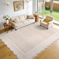 thumbnail image 3 of Garvee 10'x13' Scalloped Area Rug Modern Lace Edge Carpet, Washable Solid Rug Non-Slip Low Pile Indoor Mats for Living Room Bedroom Home Decor, Beige, 3 of 10