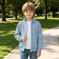 thumbnail image 5 of Busydd Boys and Girls Corduroy Jacket 4-15 Years Casual Solid Color Long Sleeve Fall Jacket Trendy Ribbed Zip Up Stand Collar Jacket Outerwear, 5 of 9