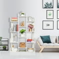 thumbnail image 2 of 12-Shelf Bookcase, 59" Tall Bookshelf Storage Organizer, Modern Tree Bookshelf Book Rack Display Shelf for Bedroom, Living Room and Home Office, 11.81"Lx37.8"Wx59'H, White, 2 of 7