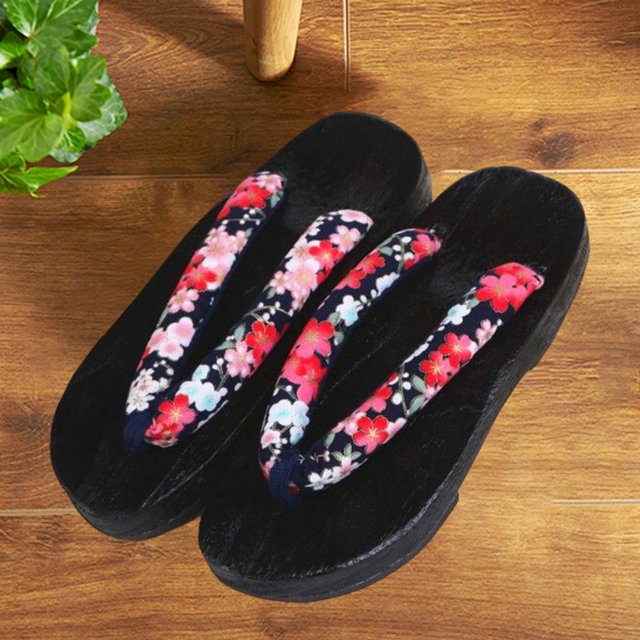 maskred Sabots Japonais Sandales Geta pour Hommes Femmes à la Mode et Polyvalentes Noir Rond Taille 39 1Set