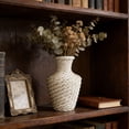 thumbnail image 4 of HOMKYO 7.48in Shatterproof Plastic Vase, Faux Rattan Floral Vase, Home Decor Centerpiece, Waterproof Flower Vase for Living Room Dining Table(White), 4 of 6