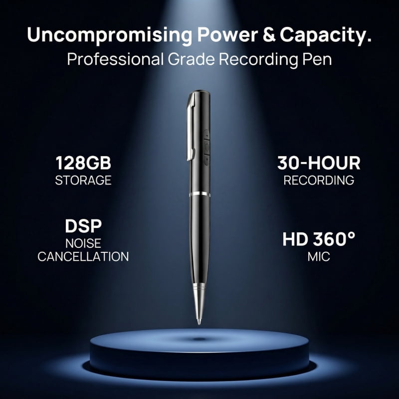 128GB Digital Voice Recorder - AI Voice Activated Audio Recorder with Noise Reduction, Portable Recording Device for Meetings, Lectures and Interviews,