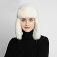 thumbnail image 5 of 1PC Hat White Polyester Ladies Winter Plush Fake Thick Hat Ear Protectors Warm Plush Hat, 5 of 8