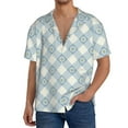thumbnail image 3 of Xecao offers the Daisy Plaid Blue for Men's Casual Short-sleeved Shirt, a button-up collared shirt with a pocket, perfect for beach vacations and yacht travel in the Large size., 3 of 7