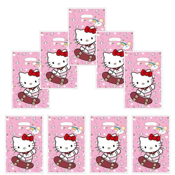 30Pcs skateboard Hello Kitty Birthday Party Favors Bag  kitty Candy Goody Bags Birthday Party Supplies Decorations