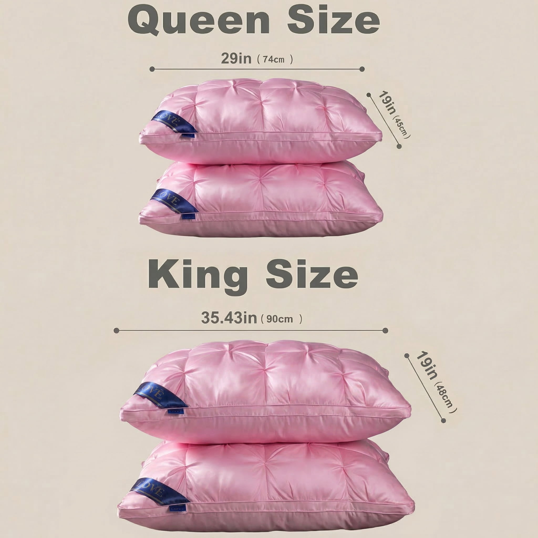2PCS Hotel Quality Pinch Pleat Pillow, Breathable & Skin-Friendly Pillow Core, Light Luxury Decorative Pillow, Neck Support & Sleep Enhancing Pillow, Available in Multiple Colors(pink,Queen)