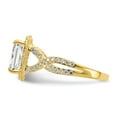 thumbnail image 3 of 10K Yellow Gold Ring Band with Stones Cubic Zirconia CZ Rectangle Clear Round, Size 6, 3 of 5
