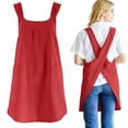 thumbnail image 2 of Eqslft Adjustable Design Apron ,Japanese Style Soft Cotton Linen Apron with Two Side Pockets ,X Cross Halter Aprons ,Kitchen Cooking Clothes, 2 of 5