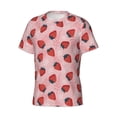thumbnail image 3 of Yiaed Strawberries Print Mens Short Sleeve Tight Fit T-Shirt, Crewneck Casual Tee-Small, 3 of 5
