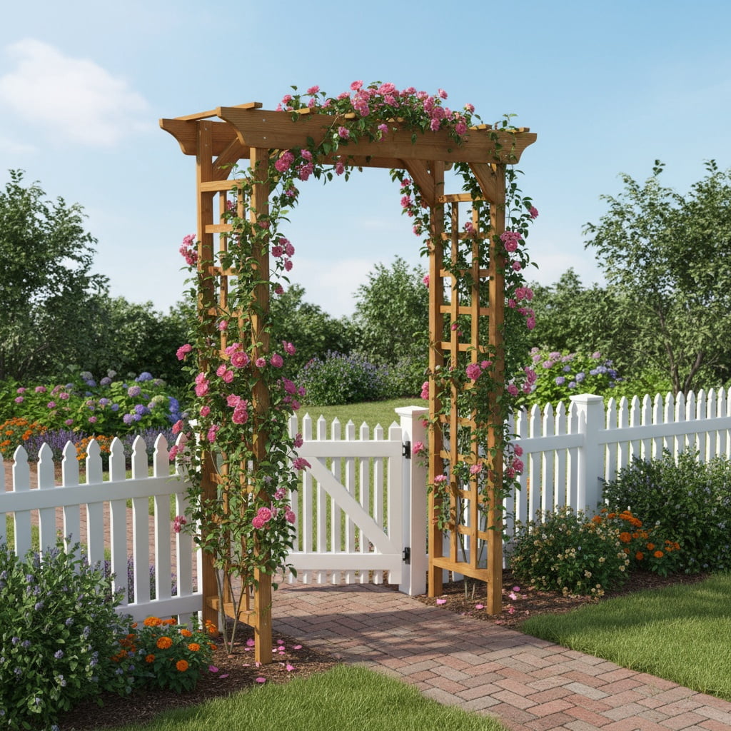Wooden Arbor, Wedding Arch for Ceremony, Wood Trellis for Plant Climbing, Christmas Decor Pergola for Garden Backyard