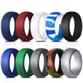 thumbnail image 1 of SHAR Men's Silicone Rings 10-Pack, Durable Soft Rubber Wedding Rings - Assorted Colors & Sizes - 10 Pack, 1 of 5
