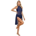 thumbnail image 3 of Aislor Shiny Rhinesstone Lyrical Dance Dress for Women Halter Neck Mesh Ballet Dance Leotard S-XXL Navy Blue L, 3 of 7