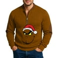 thumbnail image 4 of Christmas Tshirt Men Quarter Button Christmas Sweater Brown L, 4 of 4