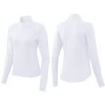 thumbnail image 5 of Women's Long Sleeve Workout Tennis Tops Quarter Zip Pullover Slim Fit Athletic Golf Shirts Quick Dry Sun Protection, 5 of 6