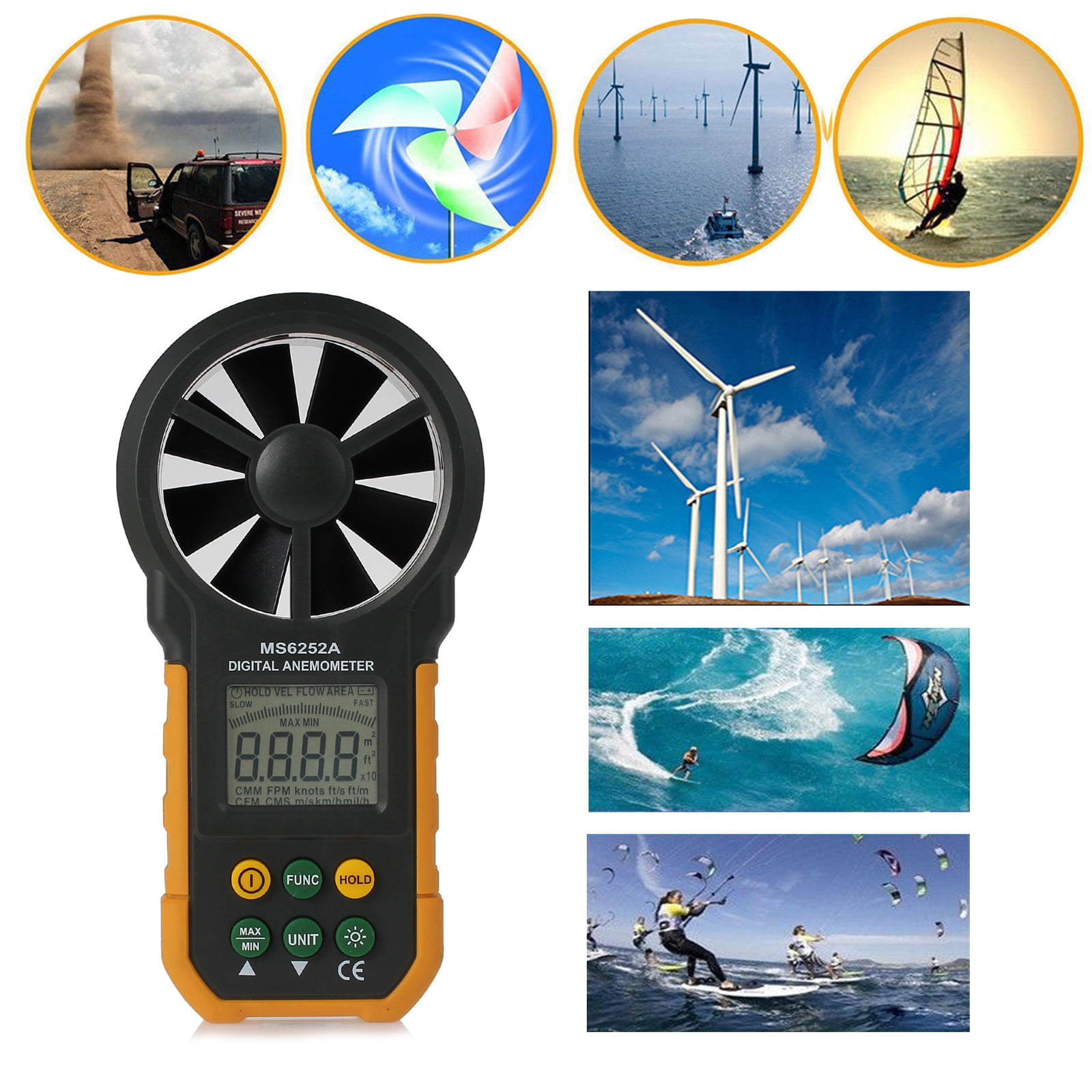 6252A Digital Anemometer Handheld Wind Speed Gauge Meter LCD Tester Measure Tool 