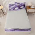 thumbnail image 4 of Homewish Purple Marble Zipper Twin Comforter Sets with Fitted Sheet and 2 Pillowcases,Gold Metallic Zipper Bedding Set,Light gray Reversible,4-Piece, 4 of 7