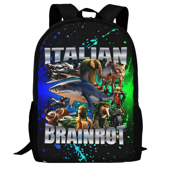 Italian Brainrot Backpack,3d Print Laptop Backpack Lightweight Casual Daypack Bookbag Multi-Function Travel Backpack 16.5 In
